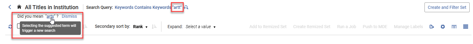 The Did You Mean search.
